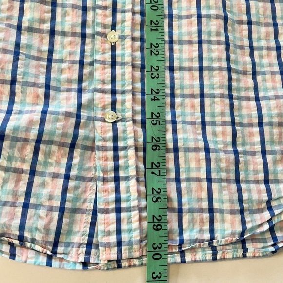 Vineyard Vines Tucker Button Up Shirt Mens Med Blue Pink Windowpane Plaid Whale - Picture 8 of 9